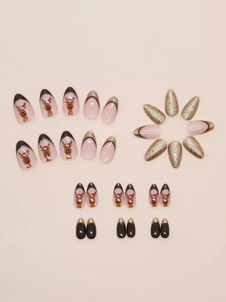Elk&Glitter Christmas Artificial Nails