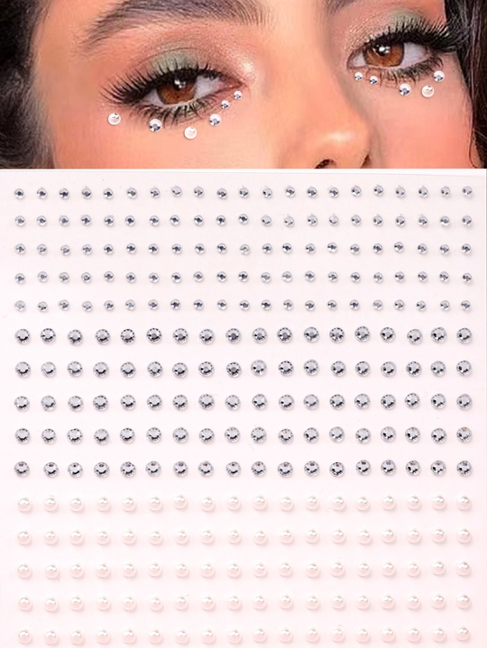 Rhinestone&Pearl Face Sticker Nail And Body Art