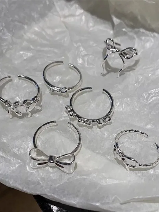 6pcs Bows Ring Set