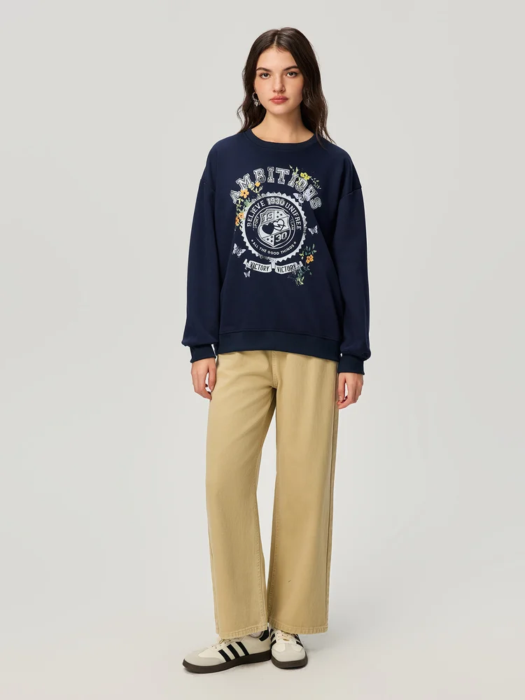 100% Cotton Printed Pullover Sweatshirt
