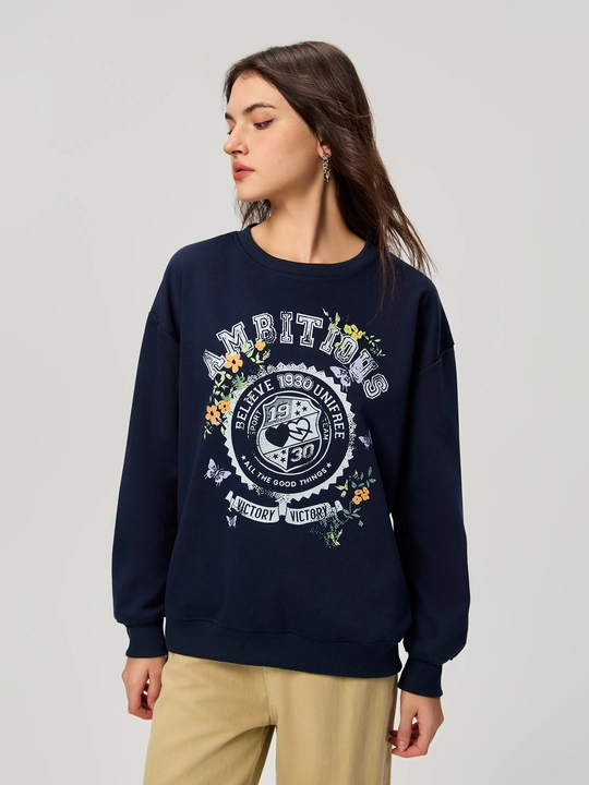 100% Cotton Printed Pullover Sweatshirt