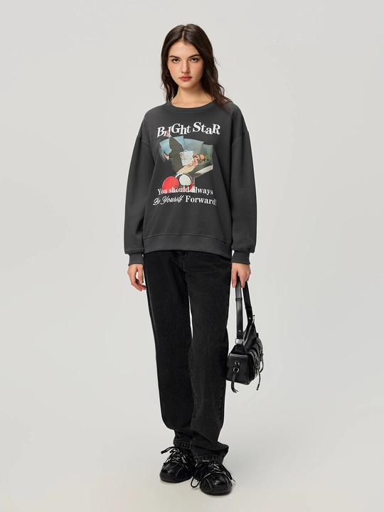100% Cotton Printed Pullover Sweatshirt