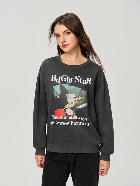 100% Cotton Printed Pullover Sweatshirt