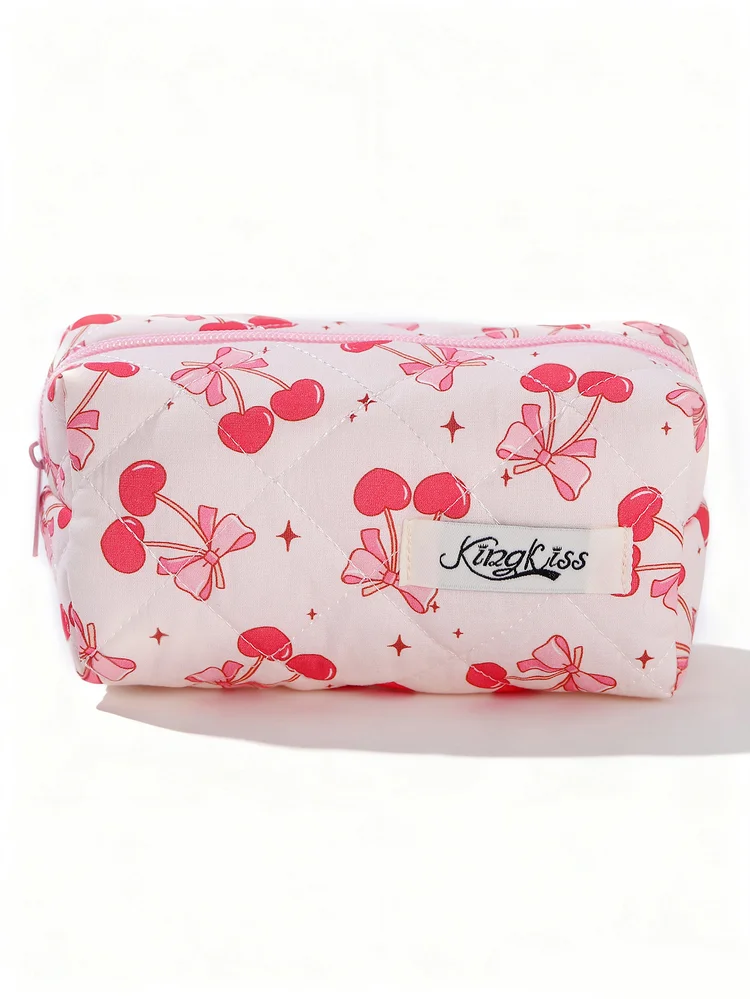 Cherry&Bow Decorative Stitch Makeup Bag