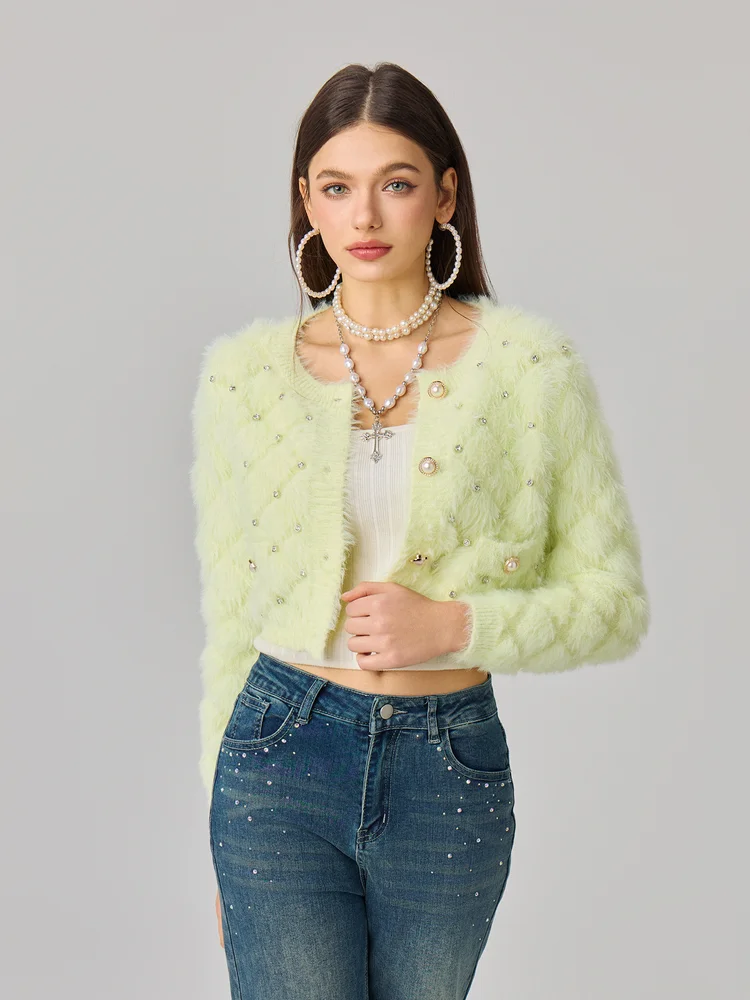 Rhinestone Knit Cardigan