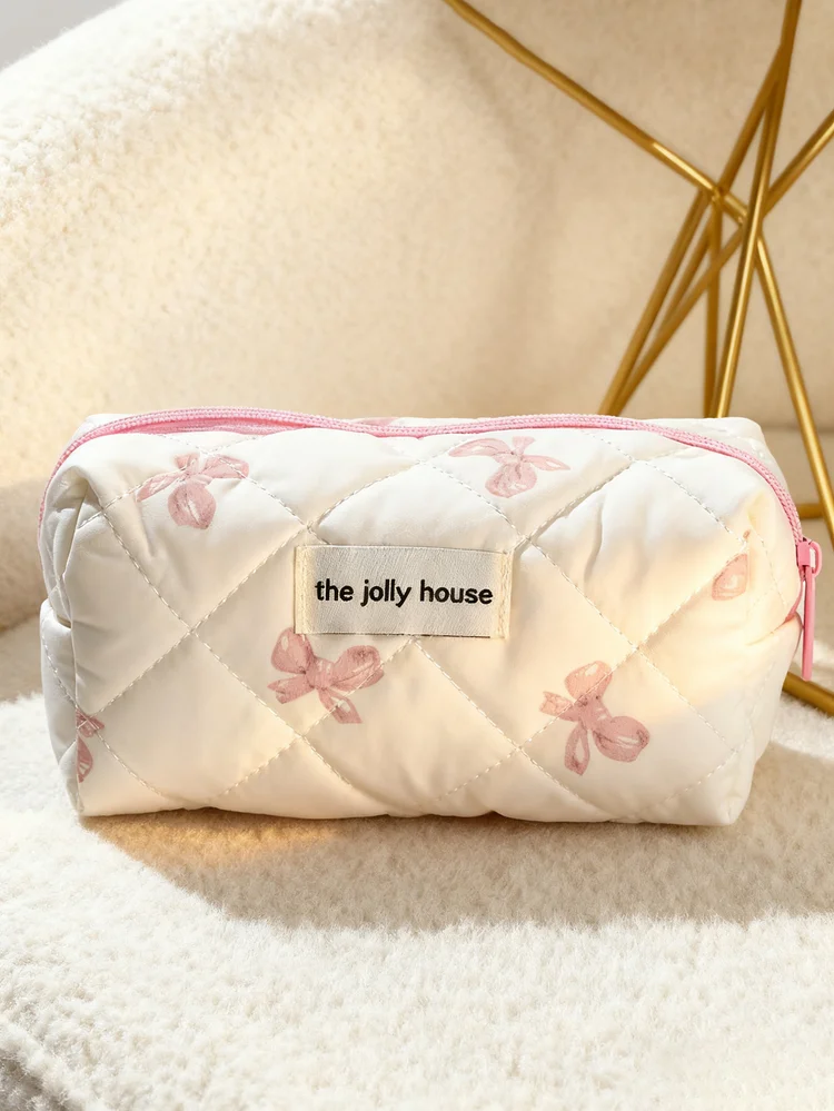 Bow&Decorative Stitch Makeup Bag