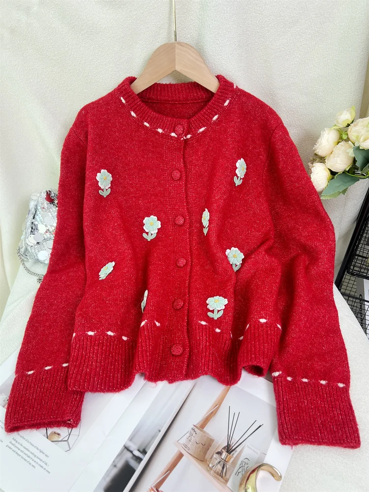 3D Embroidery Knit Cardigan