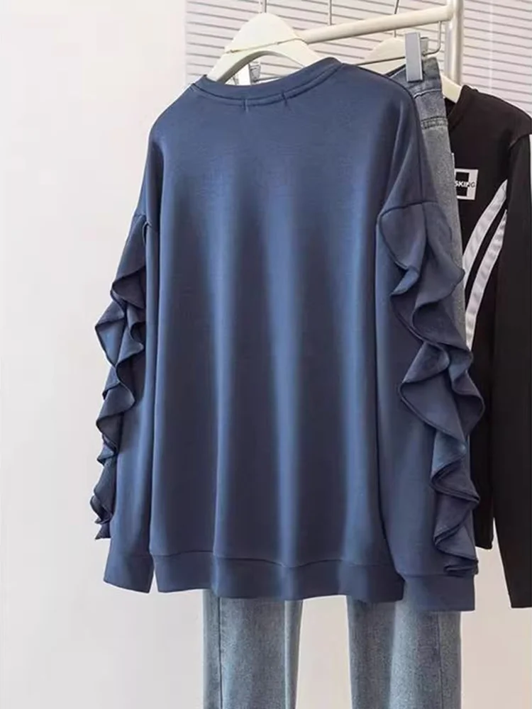 Ruffle Pullover Sweatshirt