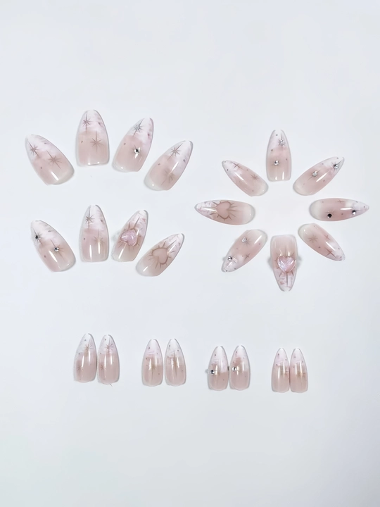 Metal Detail&Star Artificial Nails
