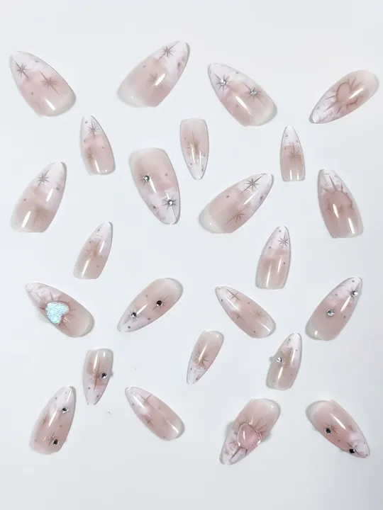 Metal Detail&Star Artificial Nails