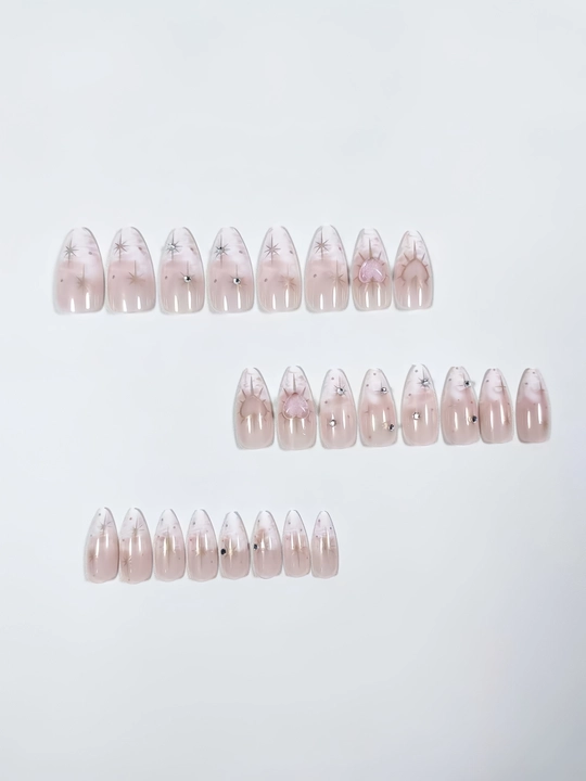 Metal Detail&Star Artificial Nails