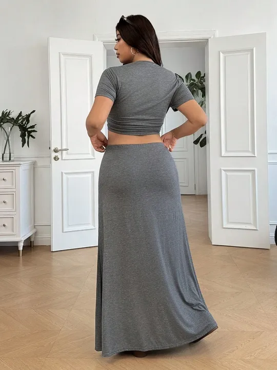 2Pcs Plus Size Skirt Co-ords