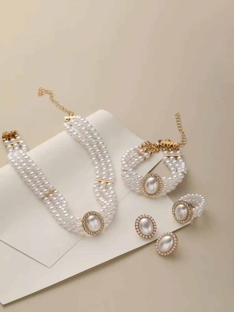 5 Pcs Pearl Jewellery Set