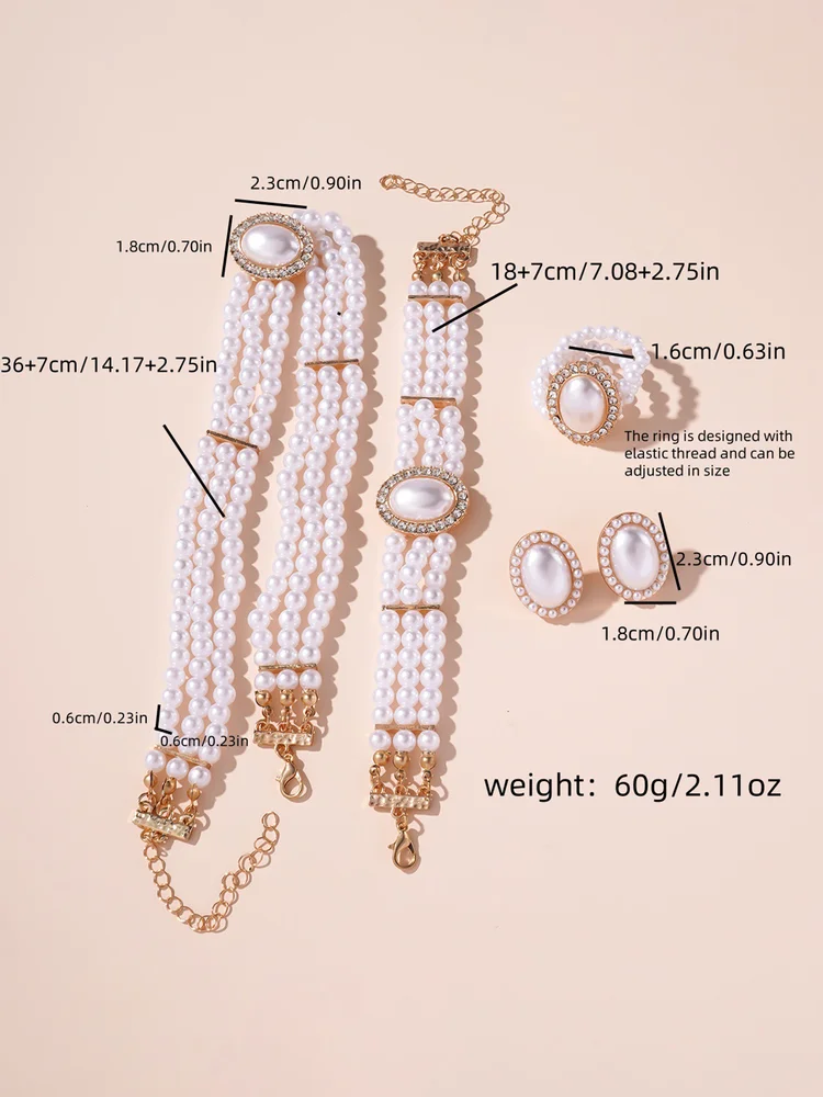 5 Pcs Pearl Jewellery Set