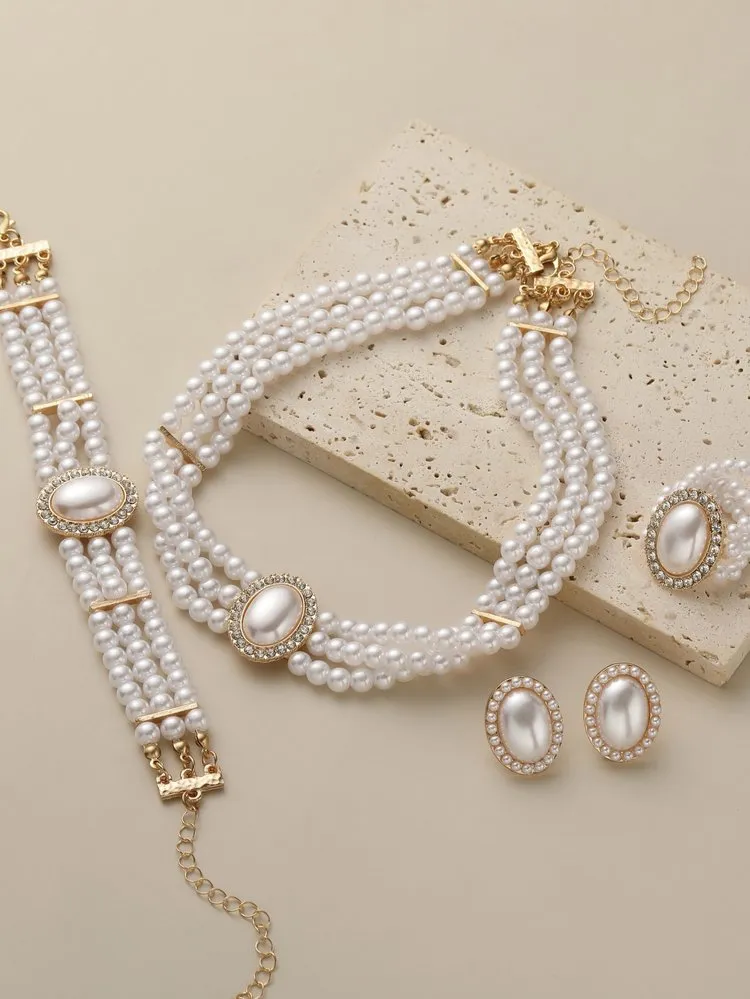 5 Pcs Pearl Jewellery Set