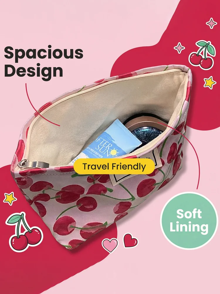 Cherry-pattern Makeup Bag