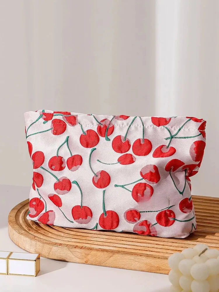 Cherry-pattern Makeup Bag