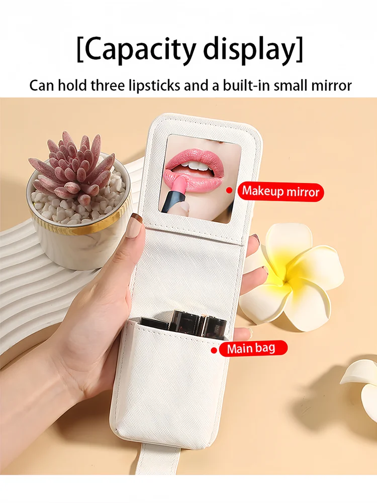 Animal Print Lipstick Bag With Mirror