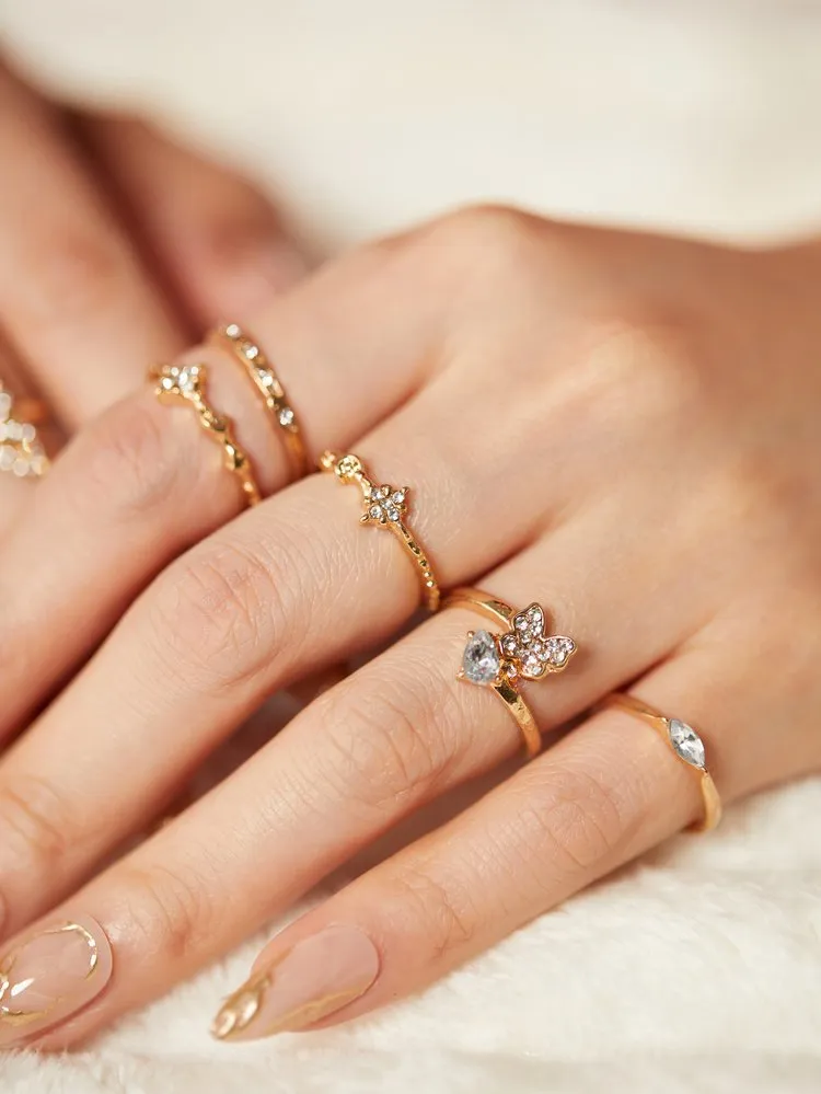 Rhinestone Ring Set 138 Rhinestone Ring Set