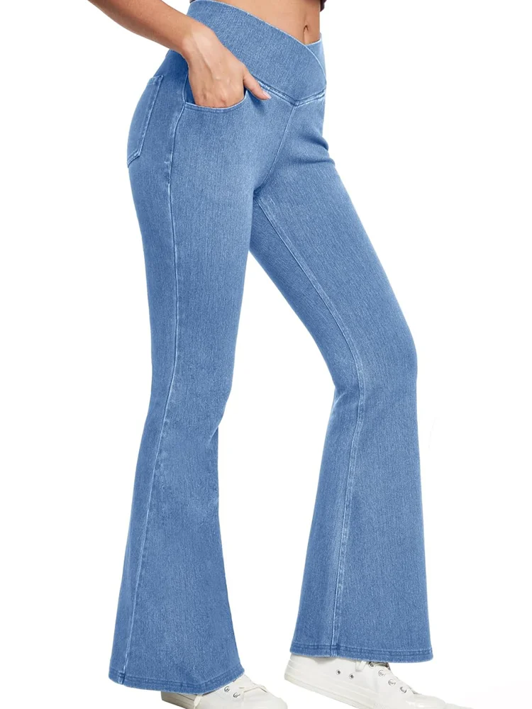 [ High Stretch ] Crisscross Flare Leg Jeans