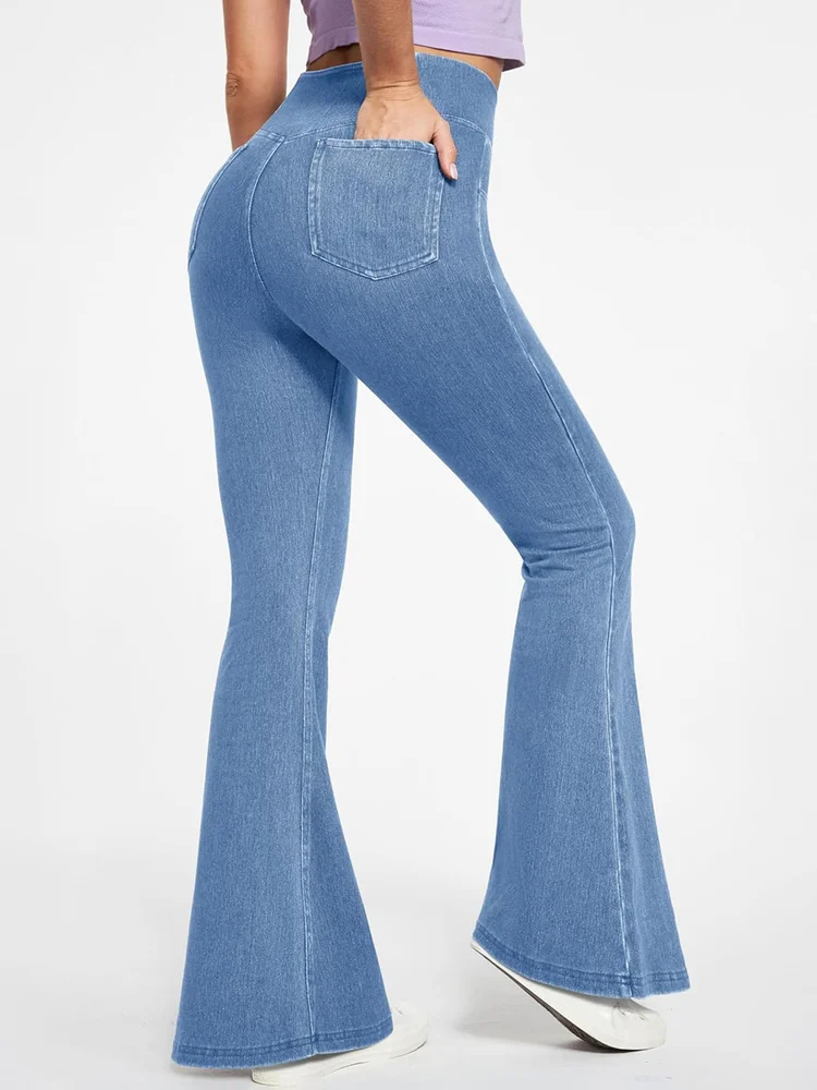 [ High Stretch ] Crisscross Flare Leg Jeans