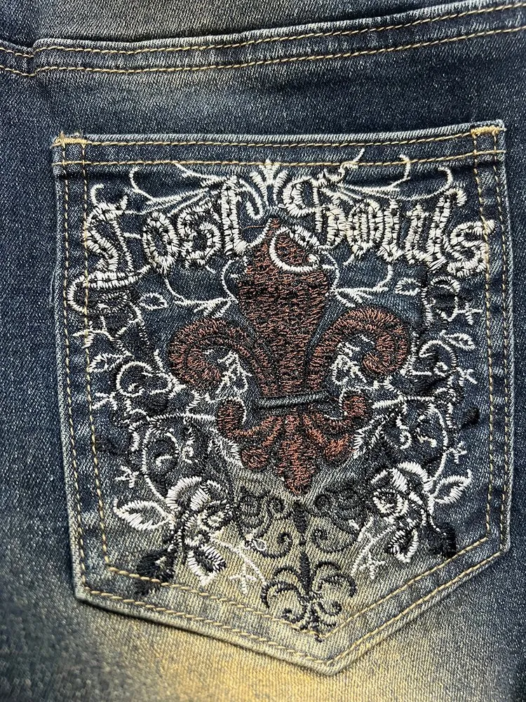 [ High Stretch ] Embroidered Flare Leg Jeans