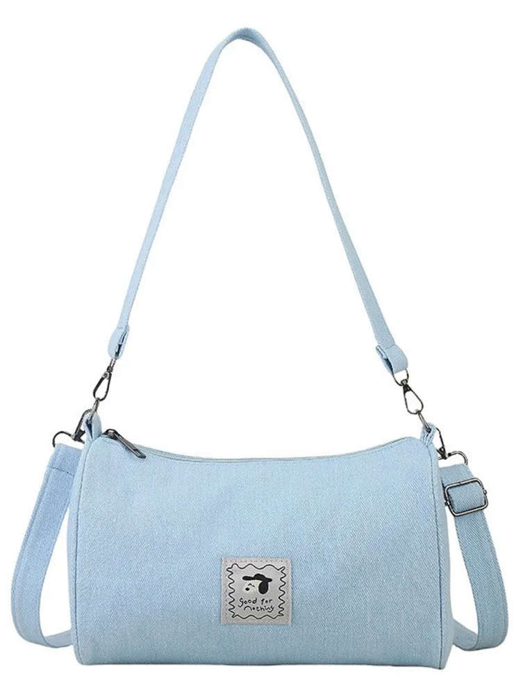 Patched Denim Shoulder Bag
