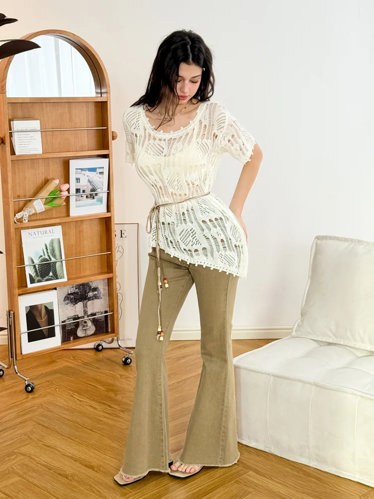 Belted Knit Pullover