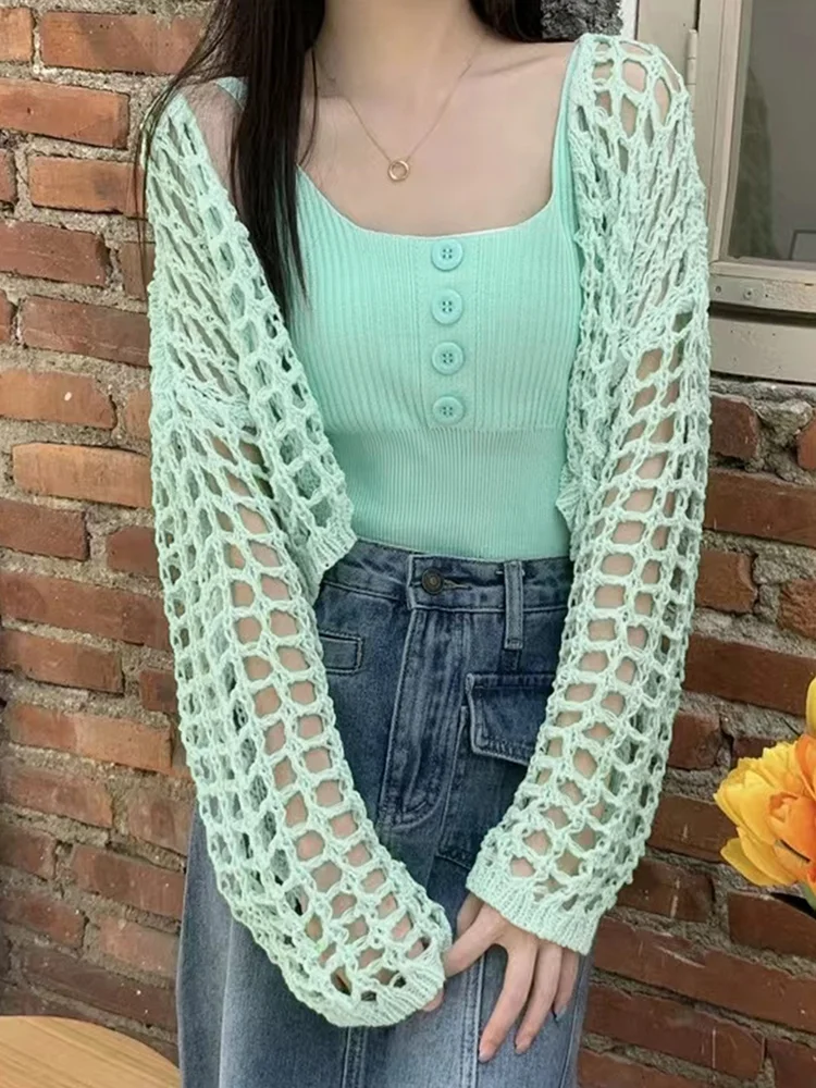 2pcs Cutout Knit Cardigan