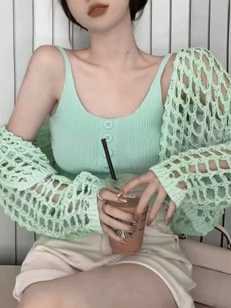 2pcs Cutout Knit Cardigan