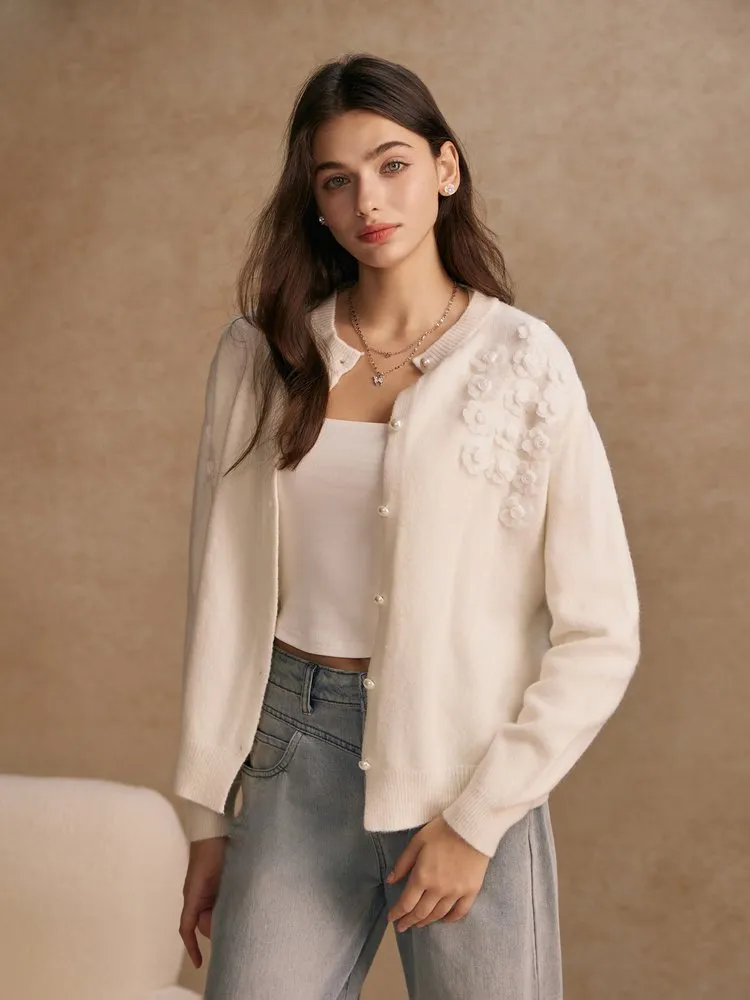 3D Floral Knit Cardigan