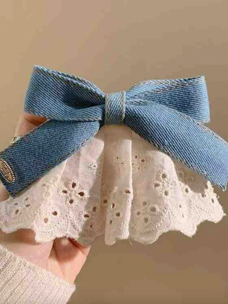 Bow Denim Hair Clip