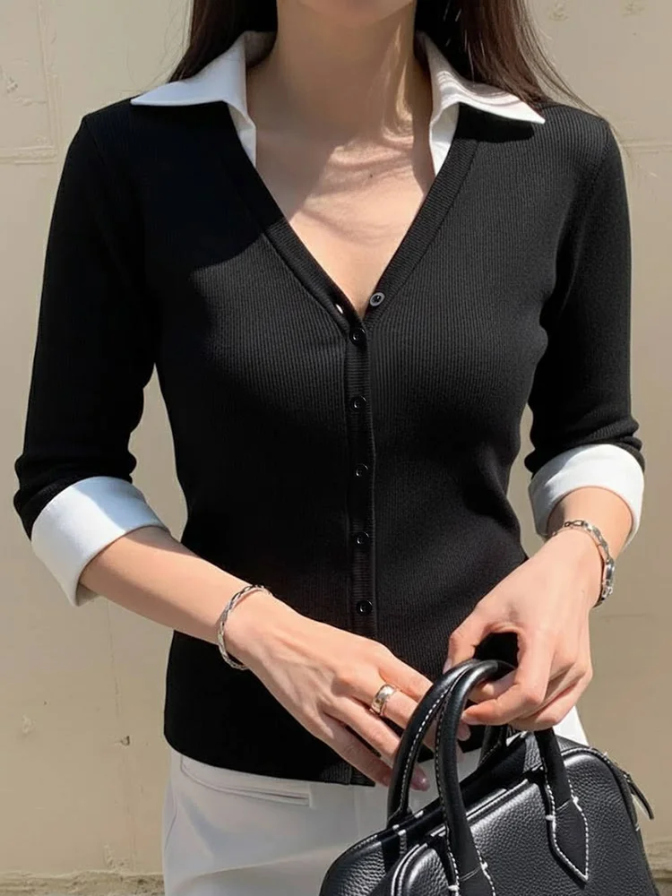 Home 62 Collared V-Neck Top