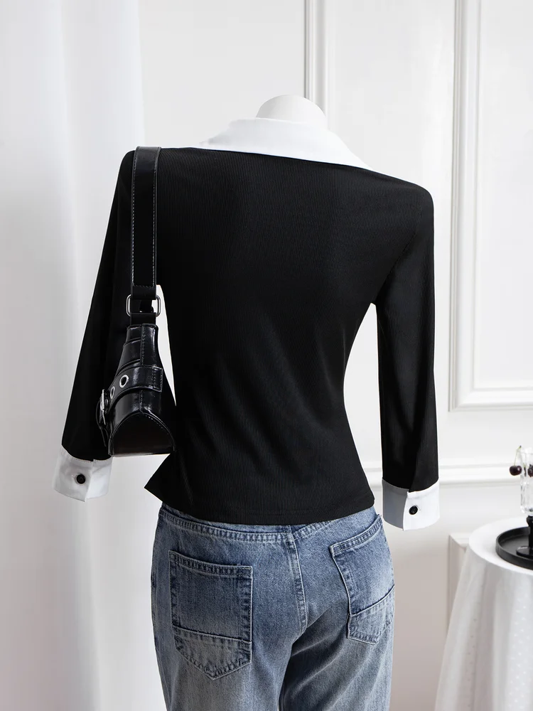Home 63 Collared V-Neck Top