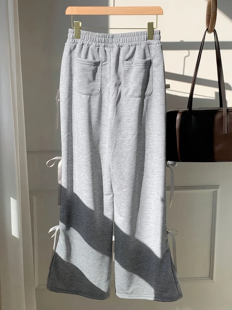 [Slightly Stretchable] High Waist Bow Wide Leg Pants