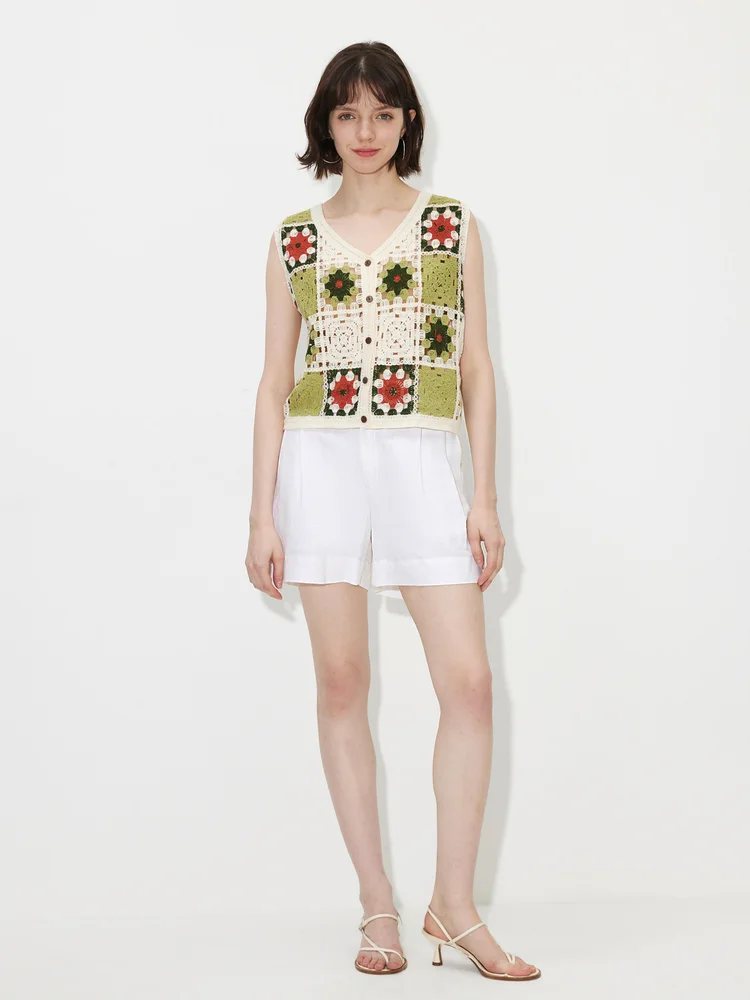 100% Cotton Openwork Knit Cardigan