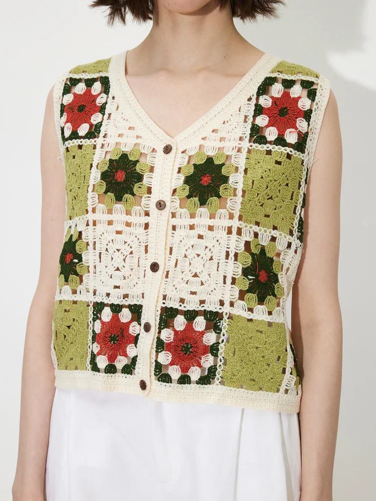 100% Cotton Openwork Knit Cardigan