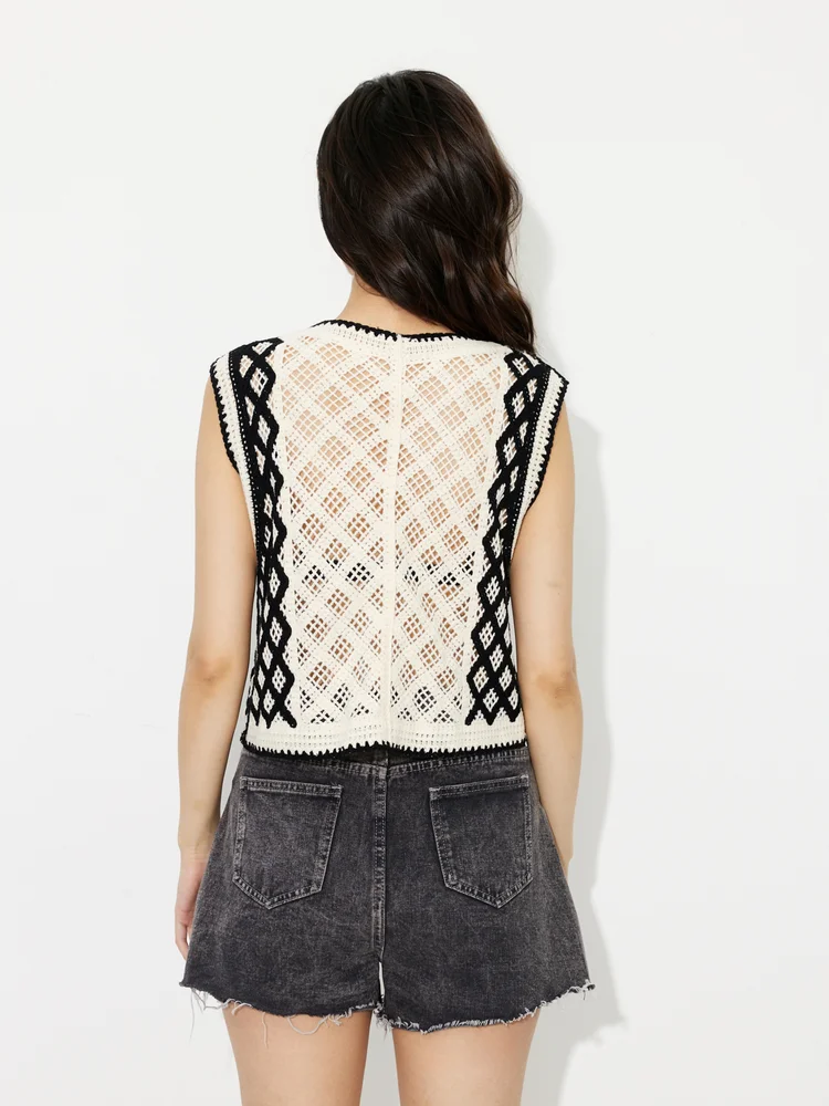 100% Cotton Openwork Knit Cardigan