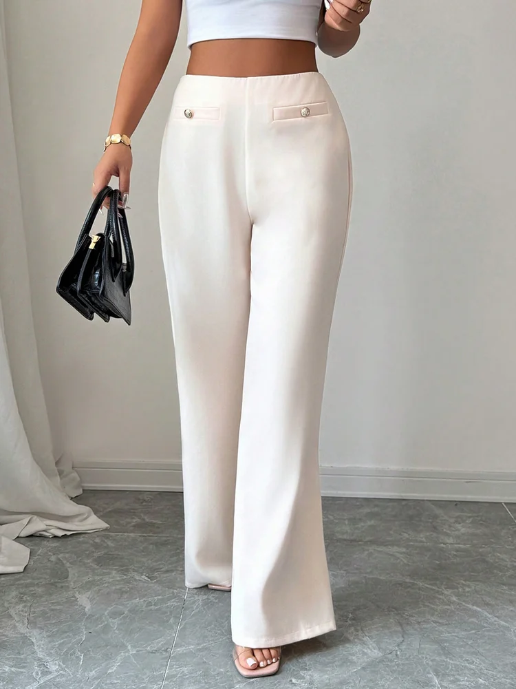 Button Straight Leg Pants - Savana