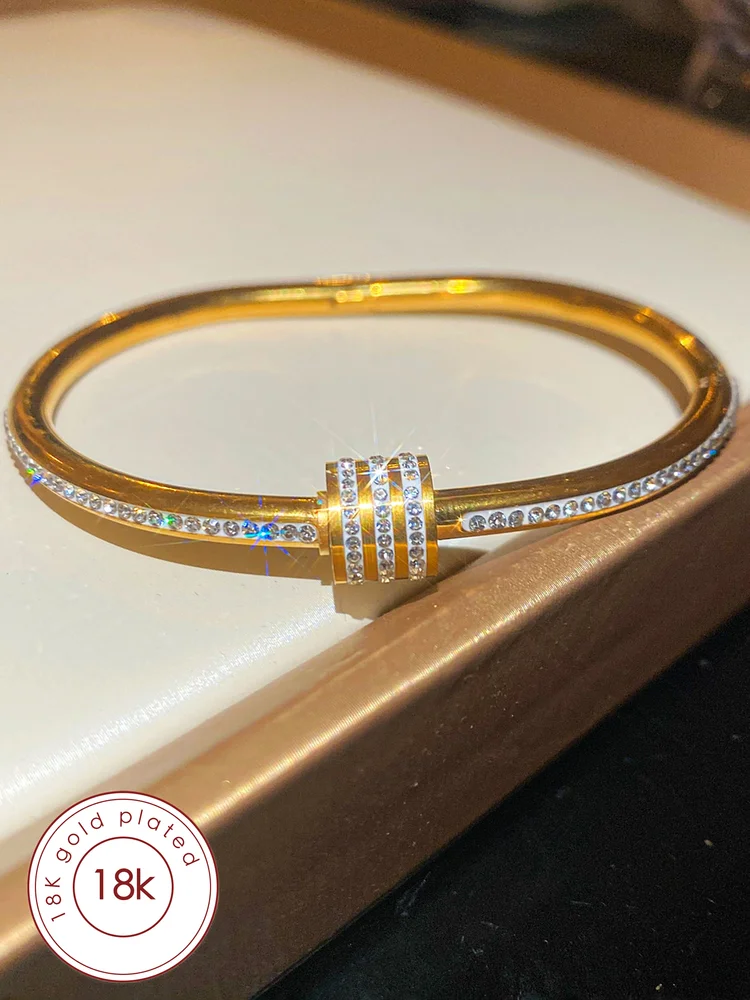 1pc 18K Gold Plated Rhinestone Bangle Bracelets