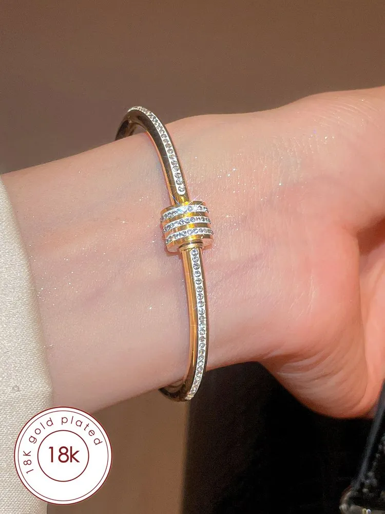 1pc 18K Gold Plated Rhinestone Bangle Bracelets
