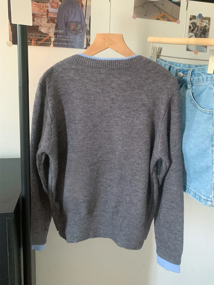Contrast Knit Cardigan