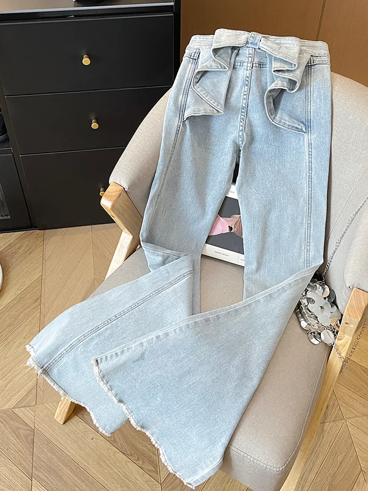 [ High Stretch ] Bow Flare Leg Jeans