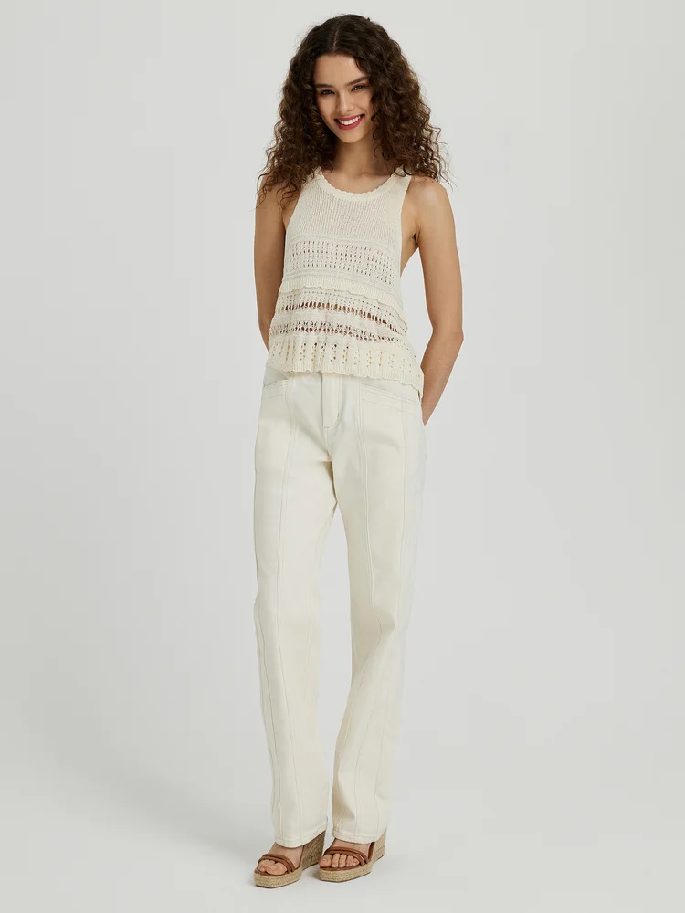High Waist Straight Leg Jeans with Stretch